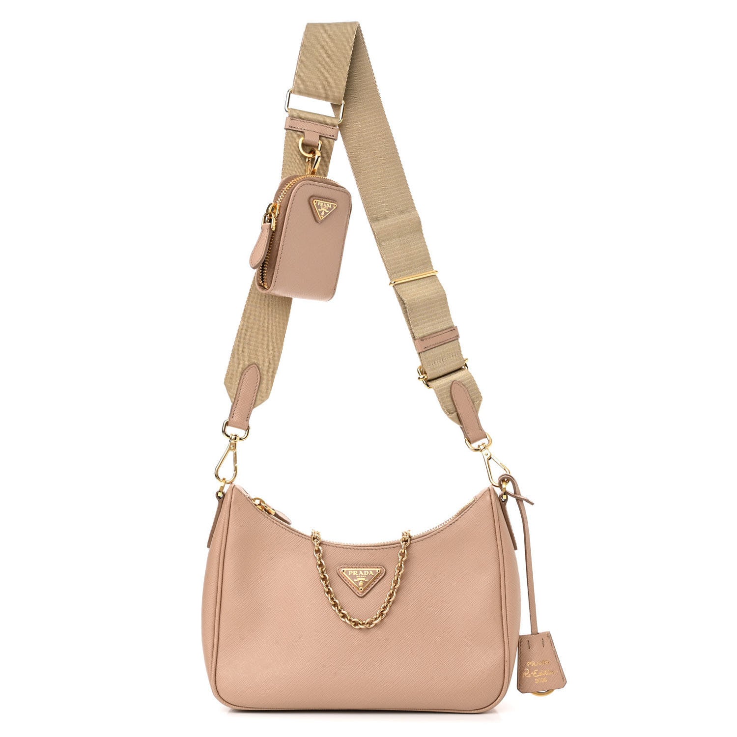 Prada Saffiano Re-Edition 2005 Shoulder Bag Cammeo Beige 1 of 12