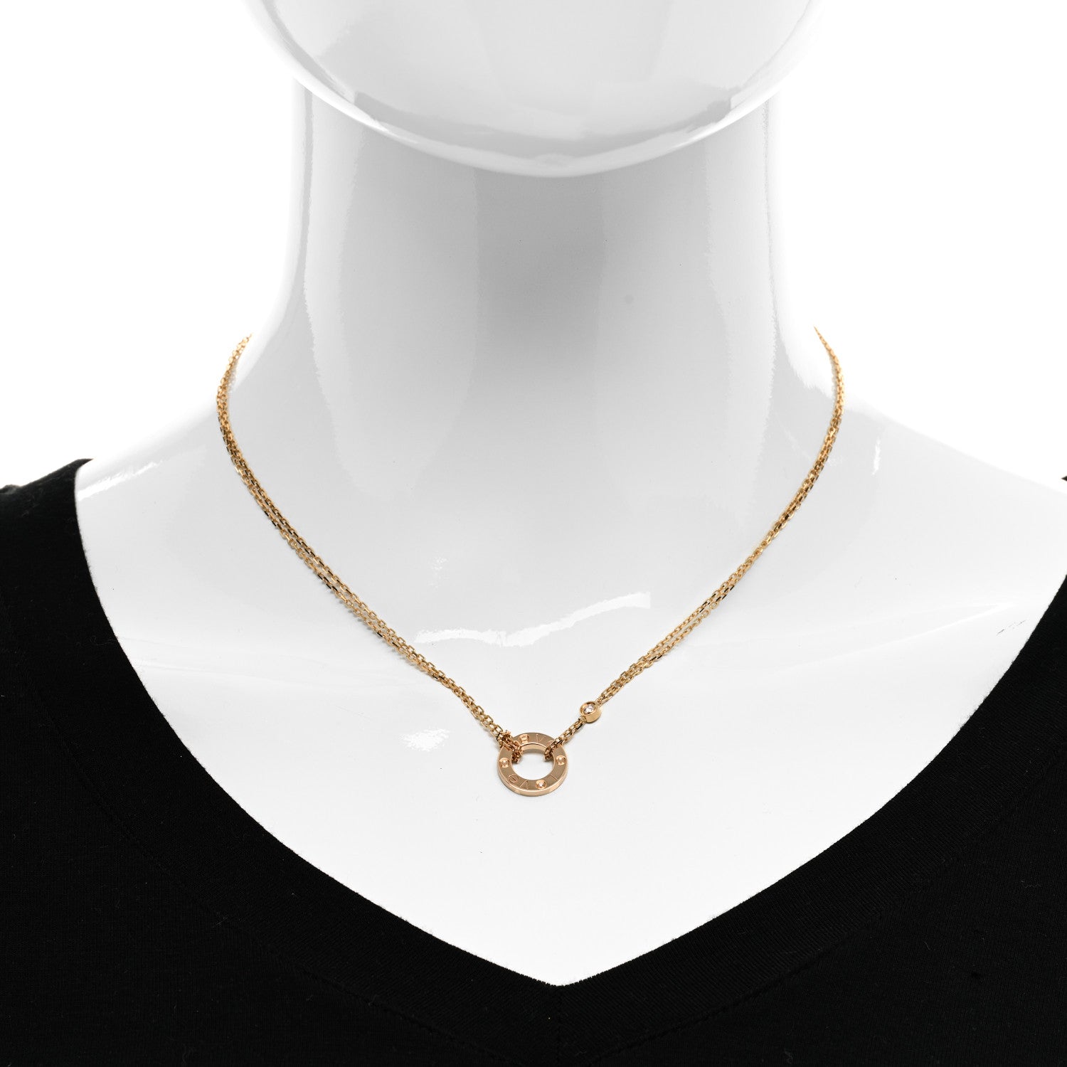 Cartier 18K Yellow Gold 2 Diamond LOVE Necklace 2 of 5