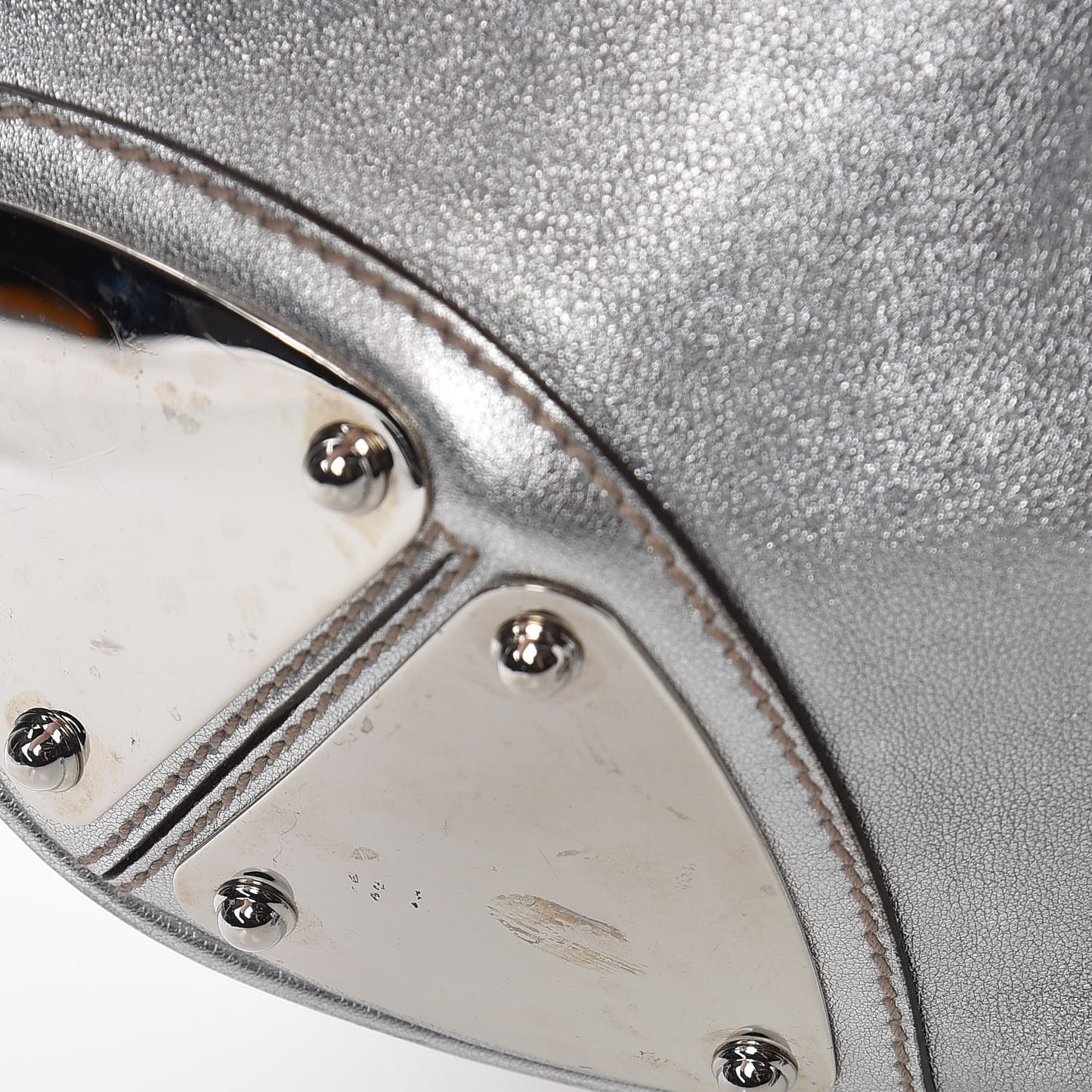 Metallic Calfskin Large Indy Top Handle Hobo Silver