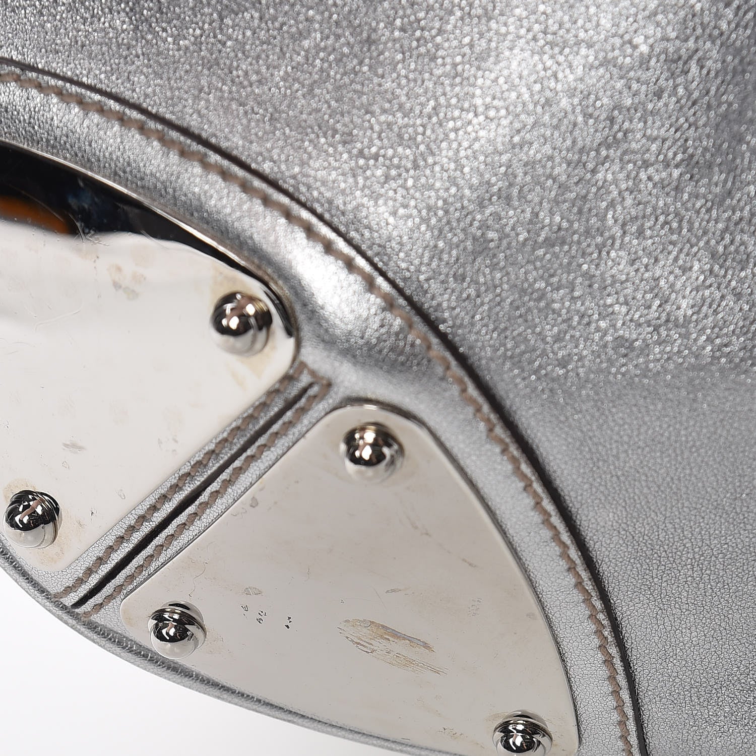 Gucci Metallic Calfskin Large Indy Top Handle Hobo Silver 13 of 14