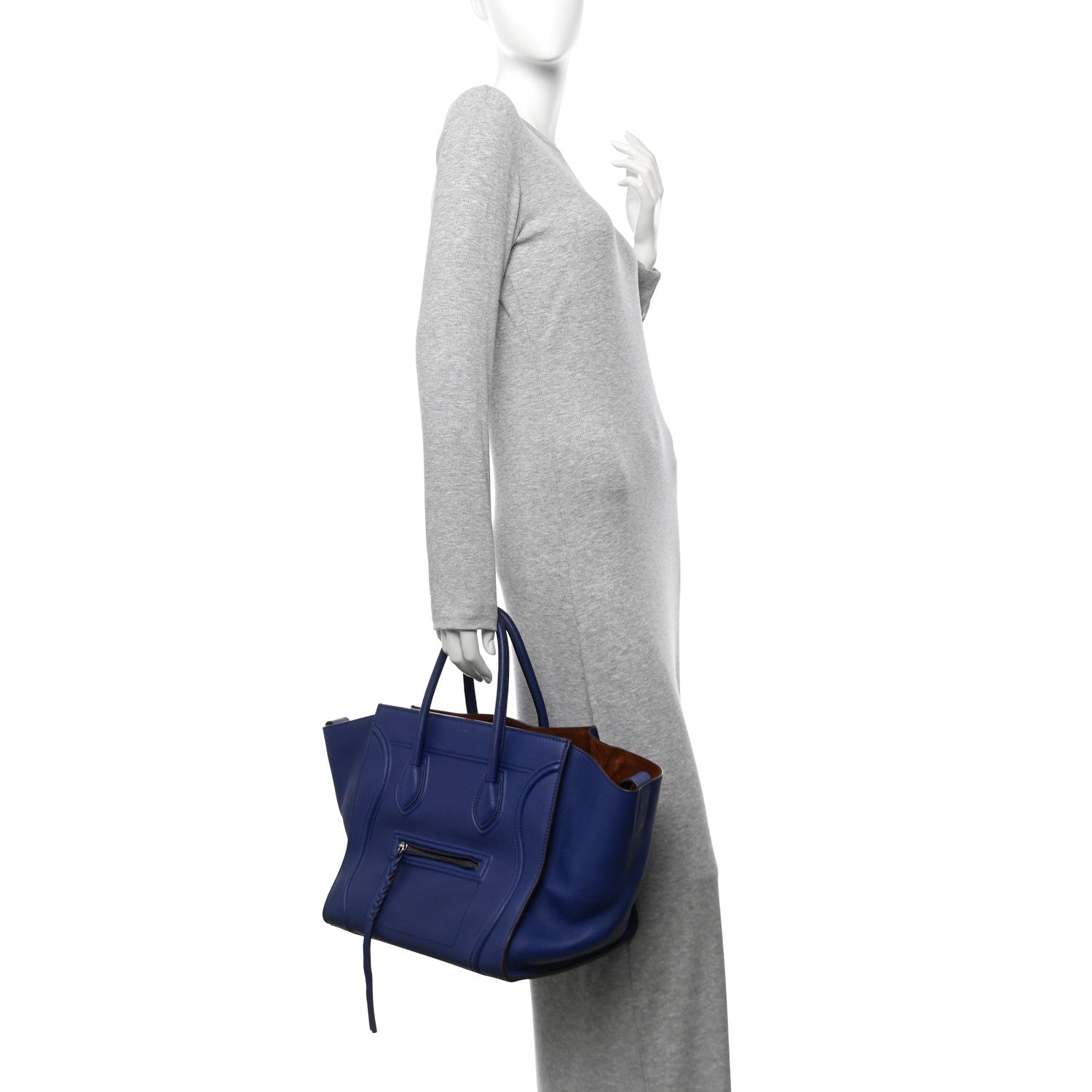 Celine Grained Calfskin Medium Phantom Luggage Indigo 2 of 10