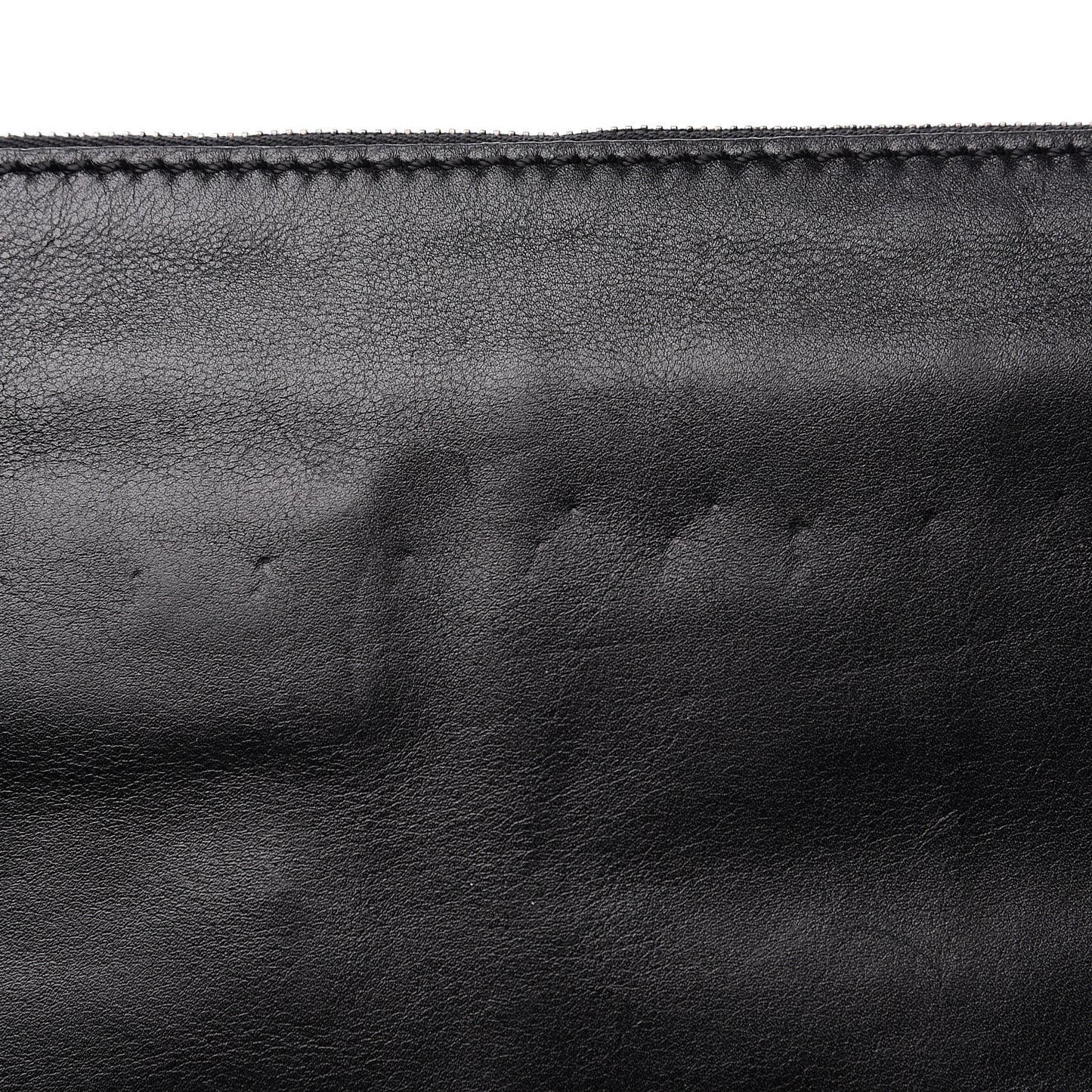 Vitello Rockstud Triple Zip Wristlet Pouch Black