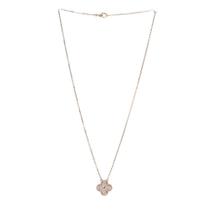 Van Cleef & Arpels 18K Rose Gold Diamond Vintage Alhambra Pendant Necklace 3 of 8