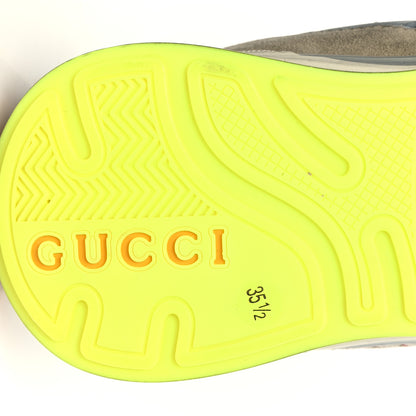 Gucci Metallic Calfskin Suede Womens Ultrapace Sneakers 35.5 Silver Oatmeal 7 of 10
