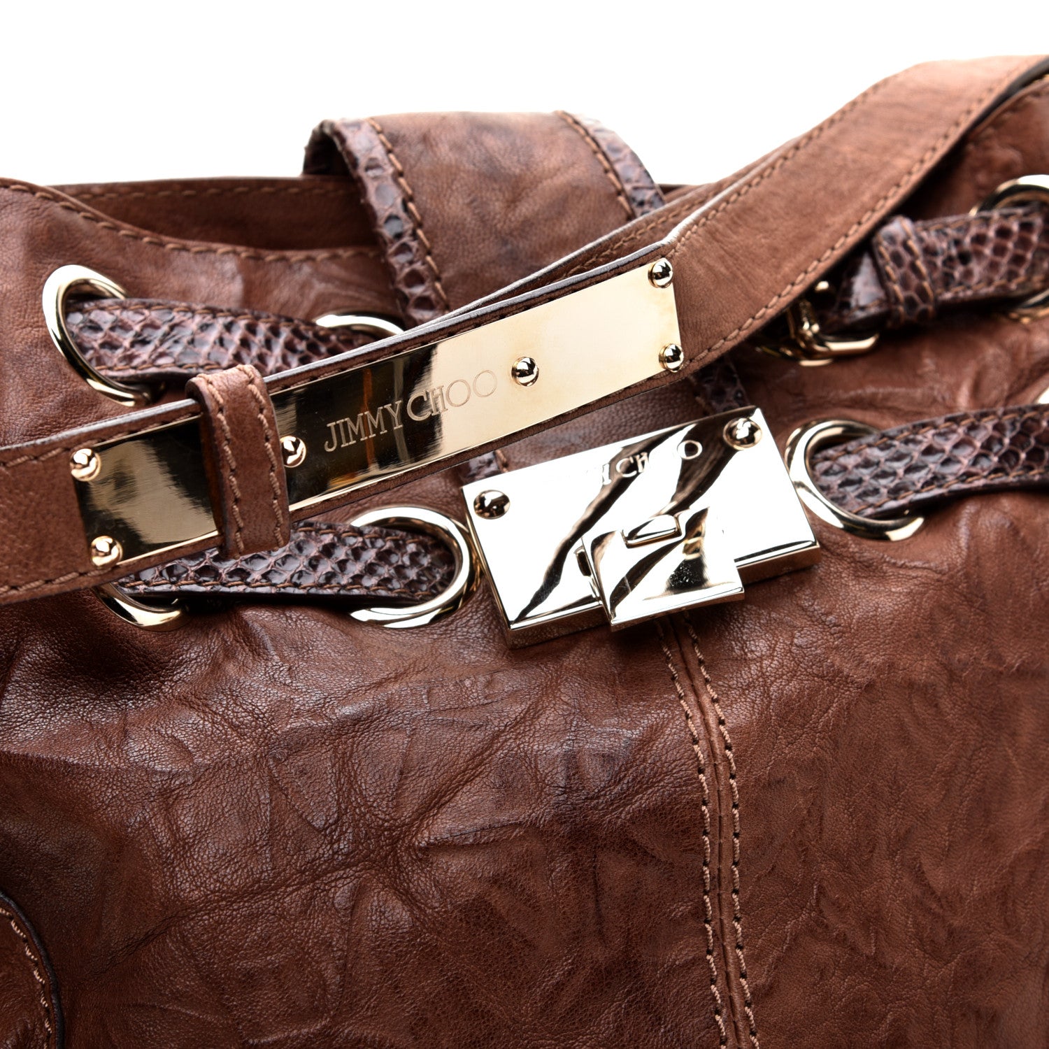 Jimmy Choo Calfskin Ramona Bucket Bag Brown 11 of 12