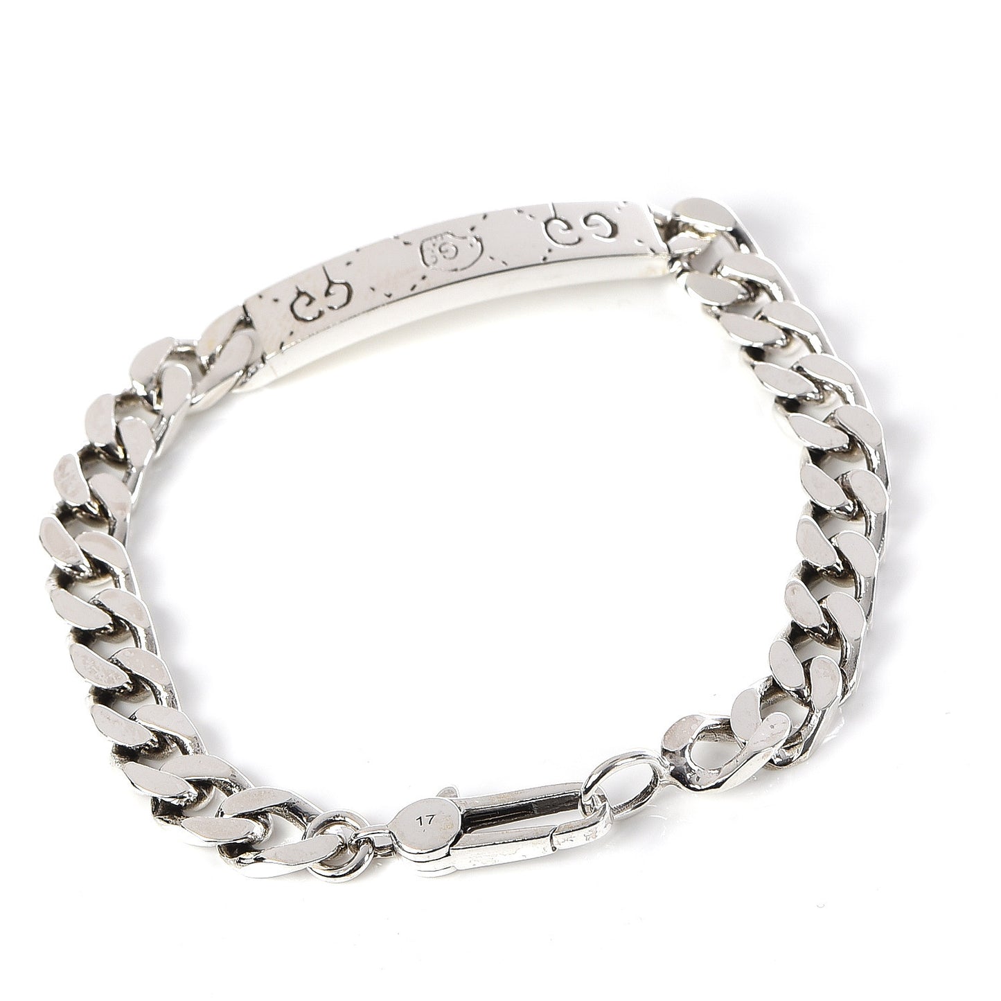 Sterling Silver GucciGhost Hamlet Skull ID Chain Bracelet