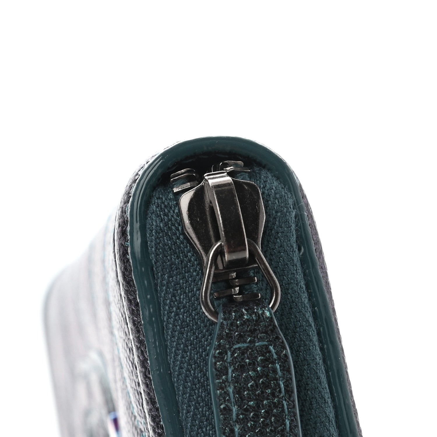Chanel Iridescent Caviar Quilted Large Filigree Zip Around Wallet Dark Turquoise 9 of 9