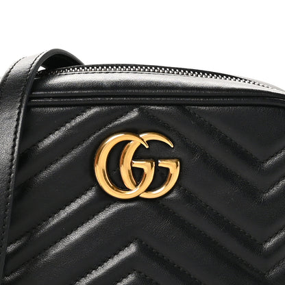 Gucci Calfskin Matelasse Mini GG Marmont Chain Shoulder Bag Black 8 of 11