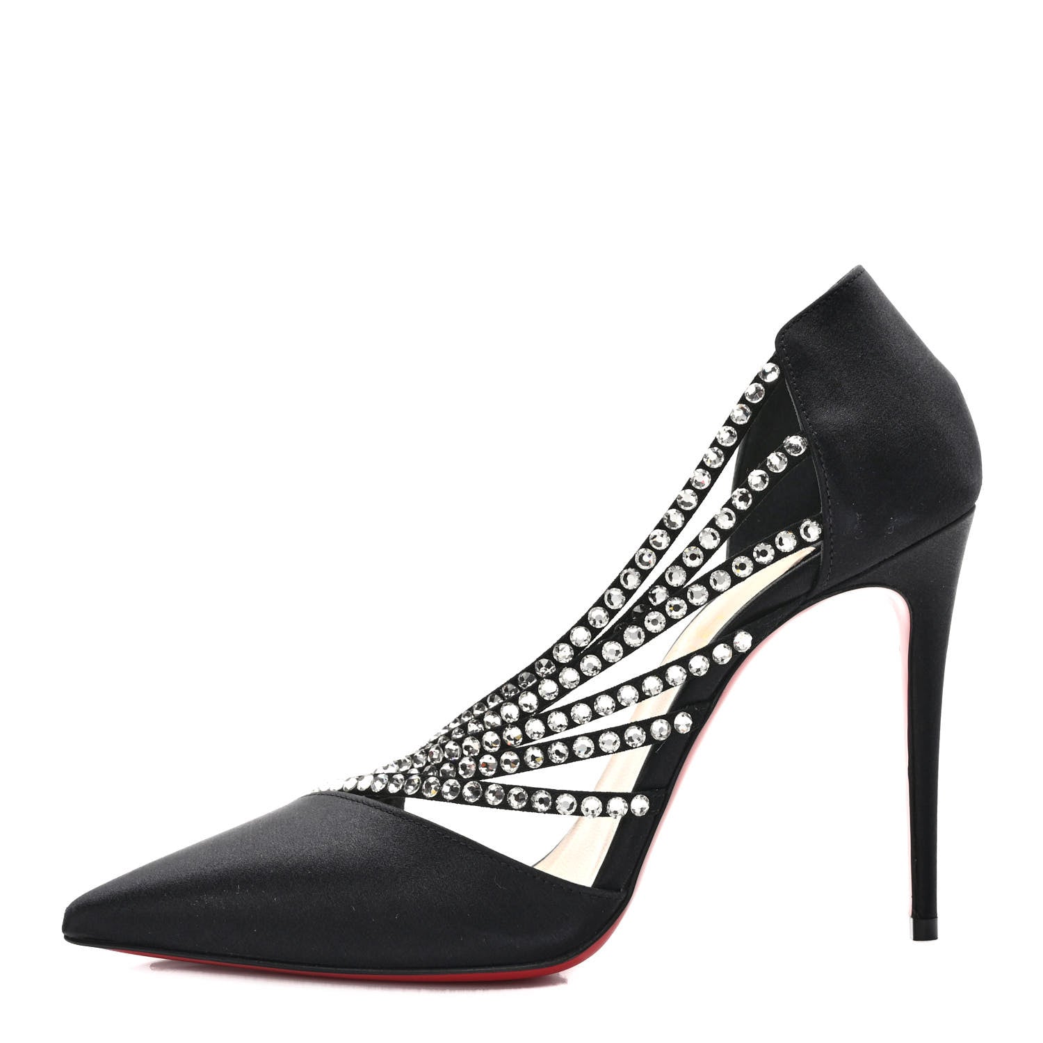 Christian Louboutin Crepe Satin Strass Antinorina 100 Pumps 36 Black 1 of 8