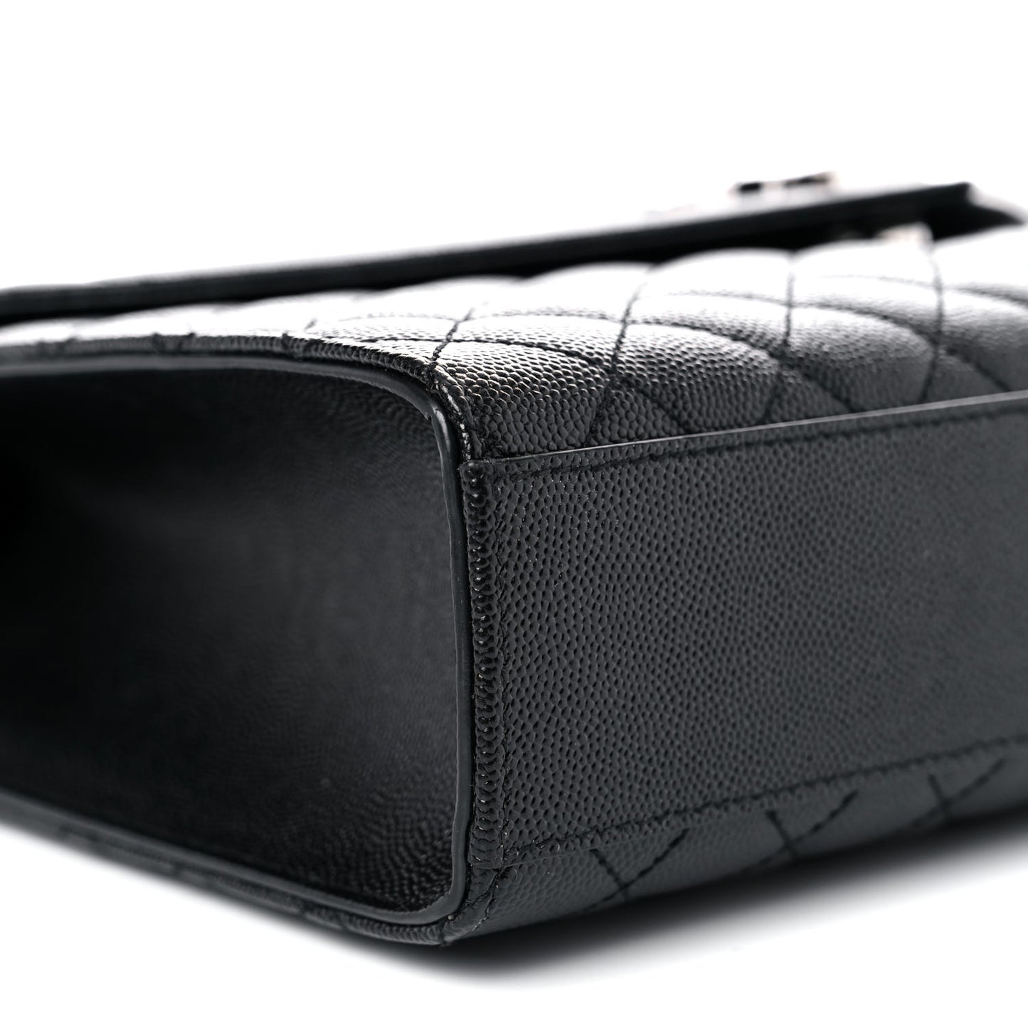 Grain De Poudre Textured Mixed Matelasse Large Triquilt Monogram Satchel Black