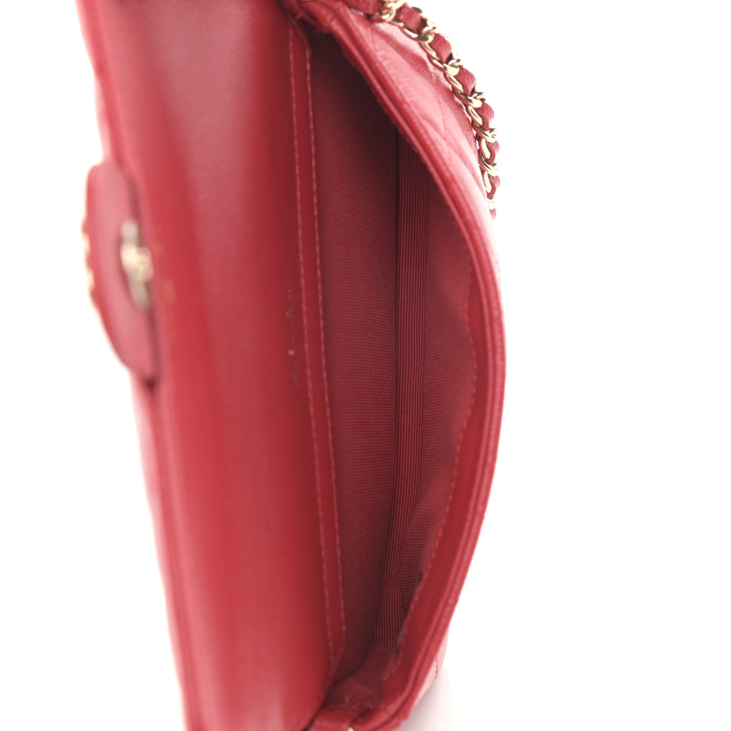 Chanel Caviar Quilted Flap Phone Holder With Chain Red 5 of 13