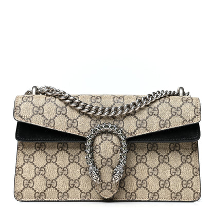 Gucci GG Supreme Monogram Suede Crystal Small Dionysus Shoulder Bag Beige Ebony Black 1 of 11