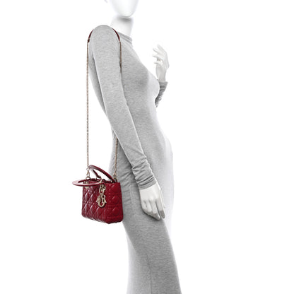 Christian Dior Lambskin Cannage Mini Lady Dior Red 2 of 10