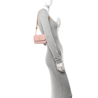 Chanel Lambskin Quilted Sweet Camellia Flap Phone Holder With Chain Pink 3 of 11