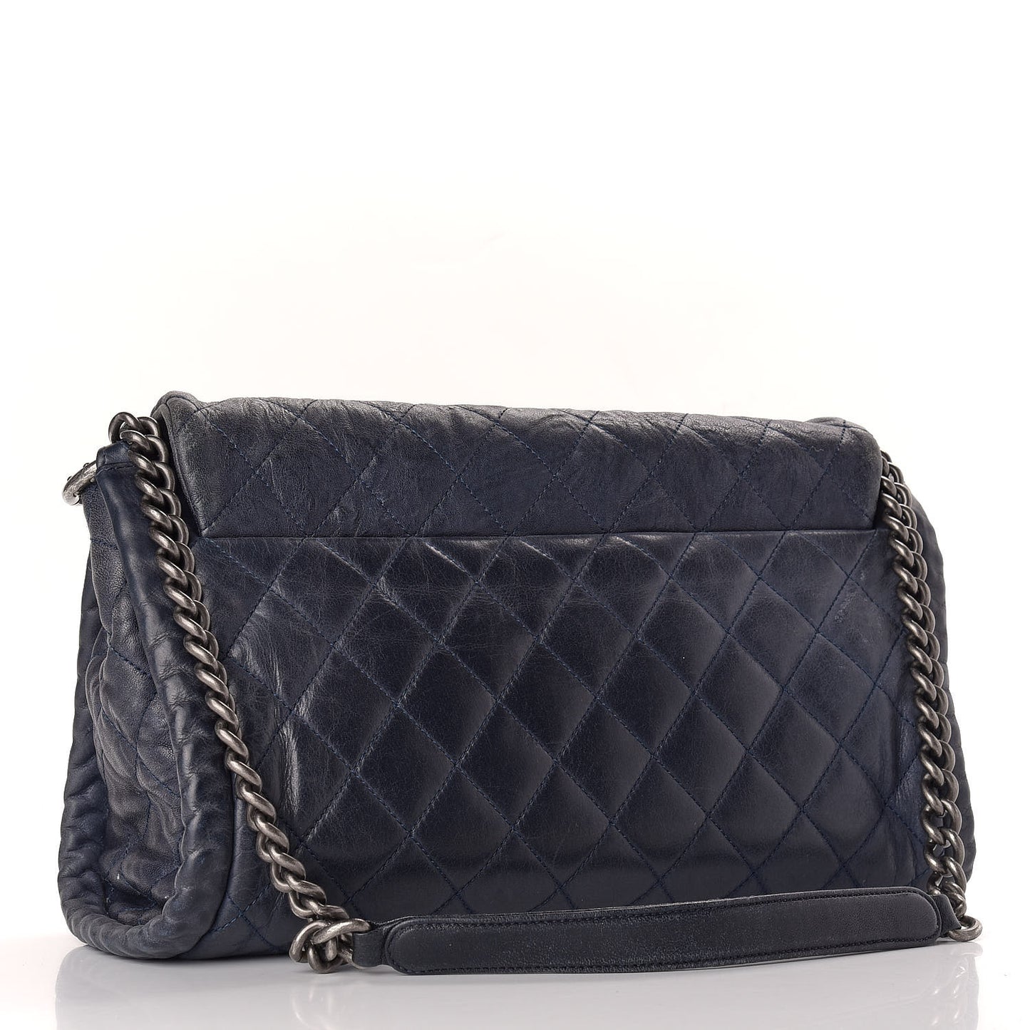 Washed Lambskin Quilted Studded CC Flap Blue Black