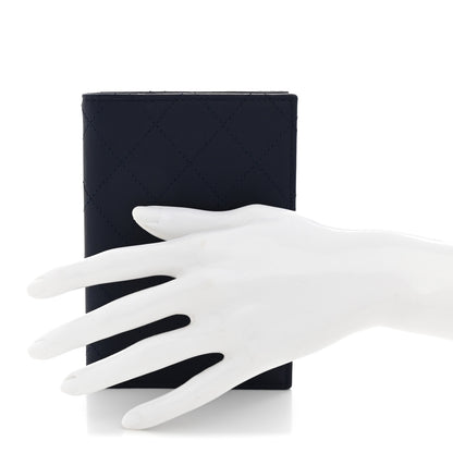 Chanel Grained Calfskin Quilted Passport Holder Wallet Navy 2 of 7