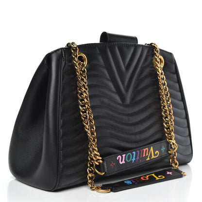 Louis Vuitton Calfskin New Wave Chain Tote Black 3 of 9