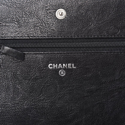 Chanel Crumpled Lambskin Studded Paris Dallas Wallet On Chain WOC Black 8 of 11