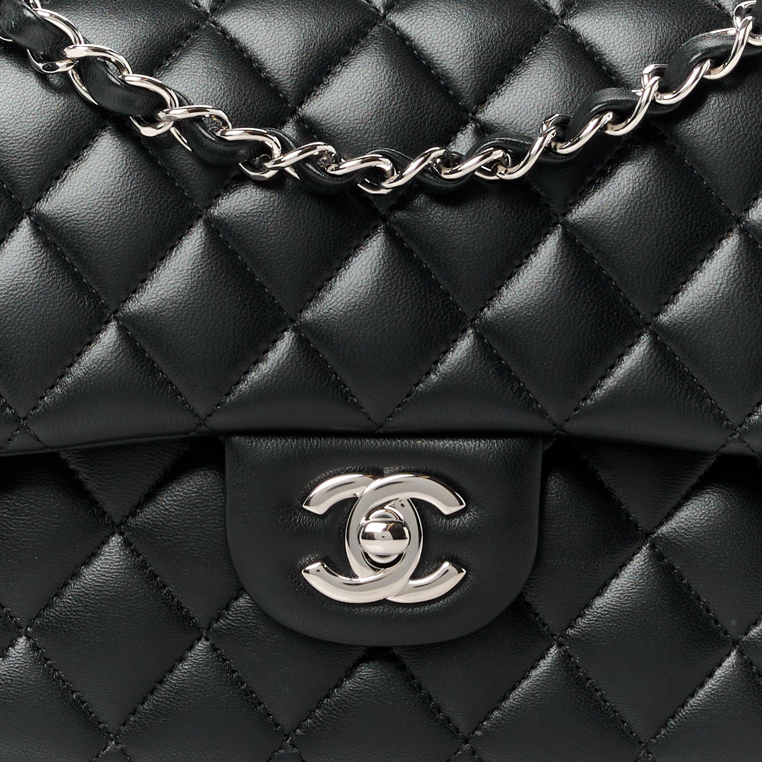 Chanel Lambskin Quilted Medium Double Flap Black 9 of 12