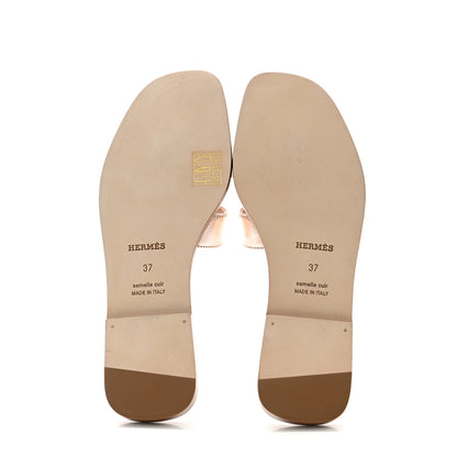 Hermes Metallic Calfskin Oran Sandals 37 Rose Dore 5 of 9