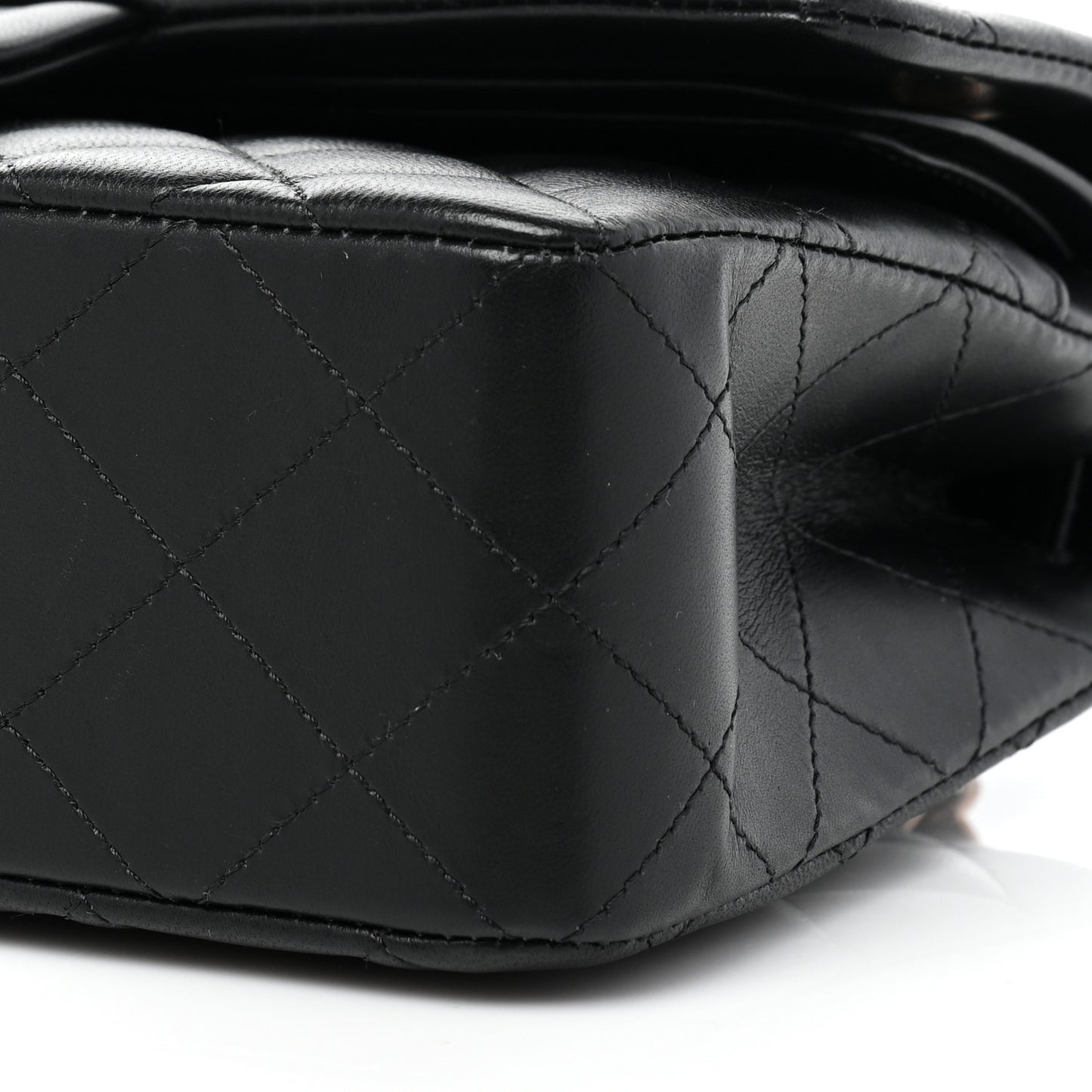 Lambskin Quilted Small Double Flap Black
