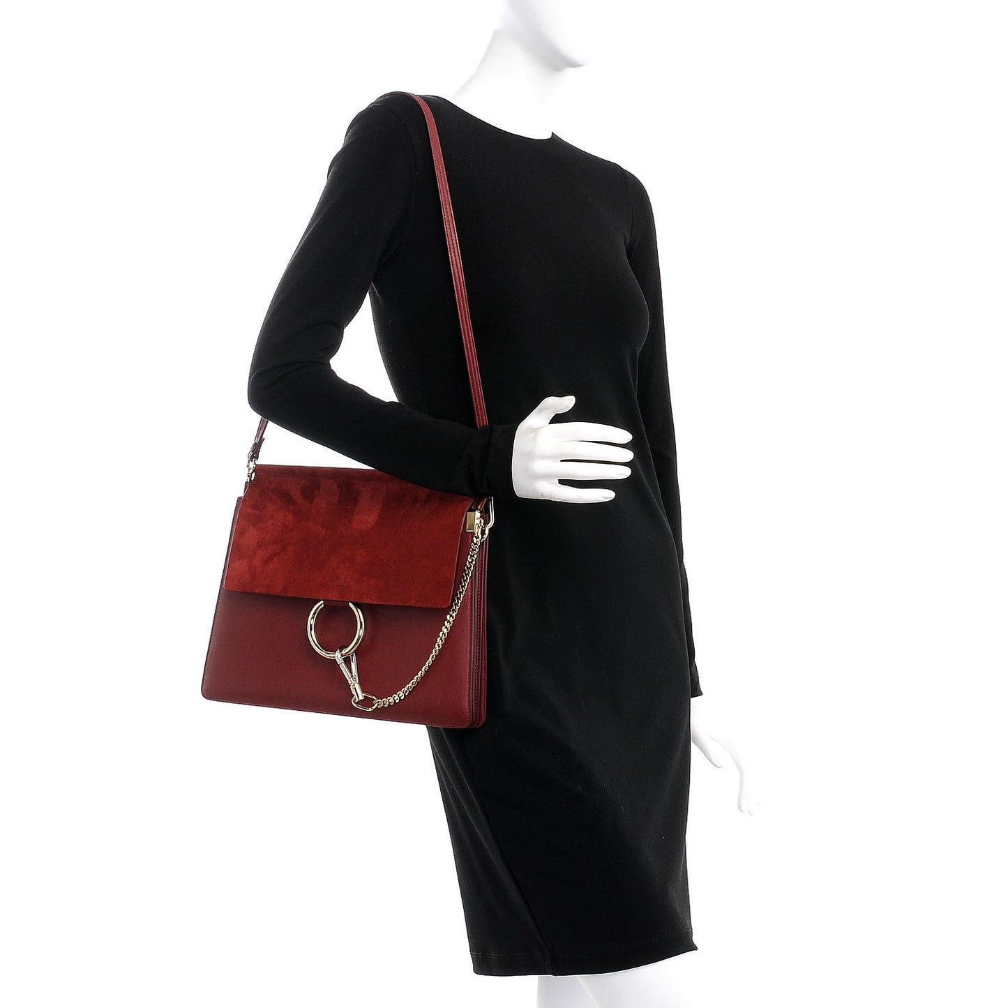 Calfskin Suede Medium Faye Shoulder Bag Plum Purple