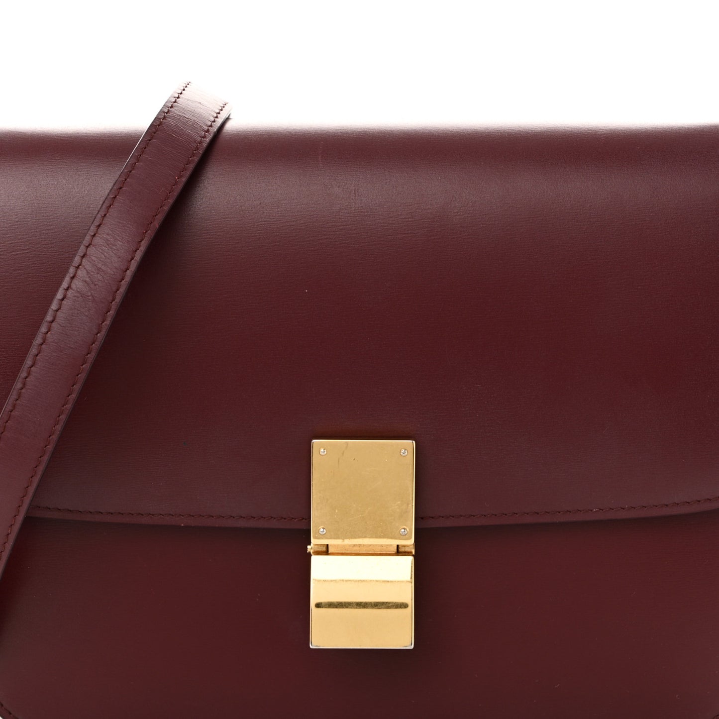 Box Calfskin Medium Classic Box Flap Bag Burgundy