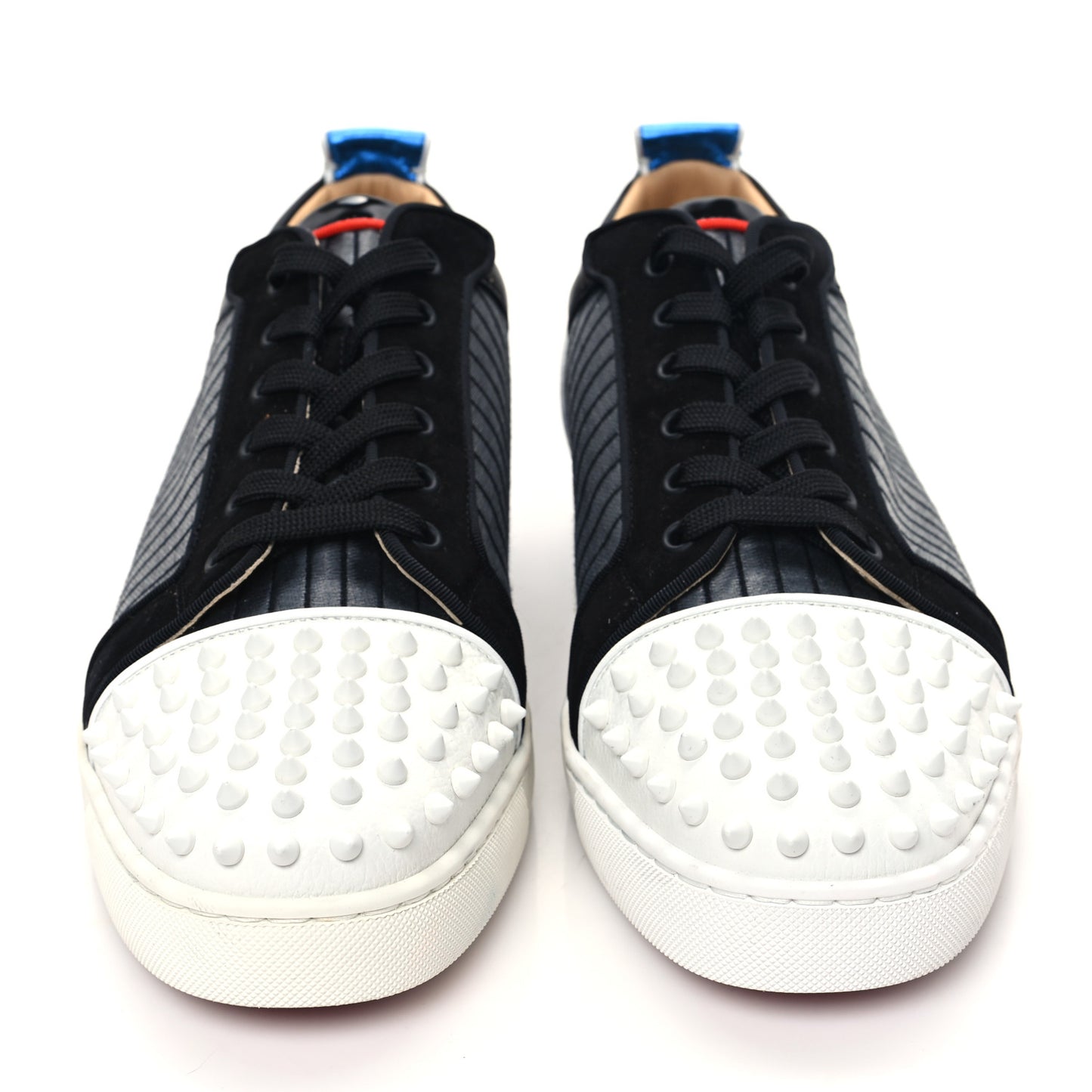 Metallic Calfskin Jacquard Mens Louis Junior Spikes Orlato Flat Sneakers 44.5 Multicolor