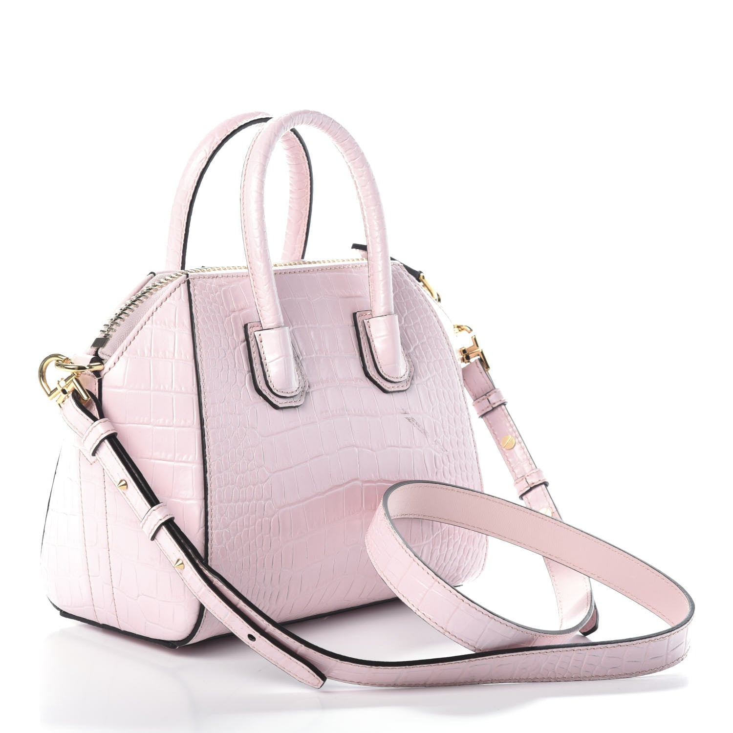 Givenchy Calfskin Crocodile Embossed Mini Antigona Pink 3 of 10