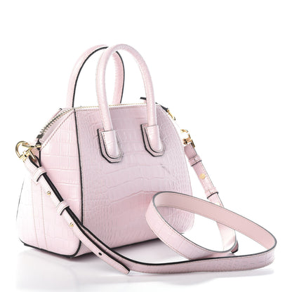 Givenchy Calfskin Crocodile Embossed Mini Antigona Pink 3 of 10