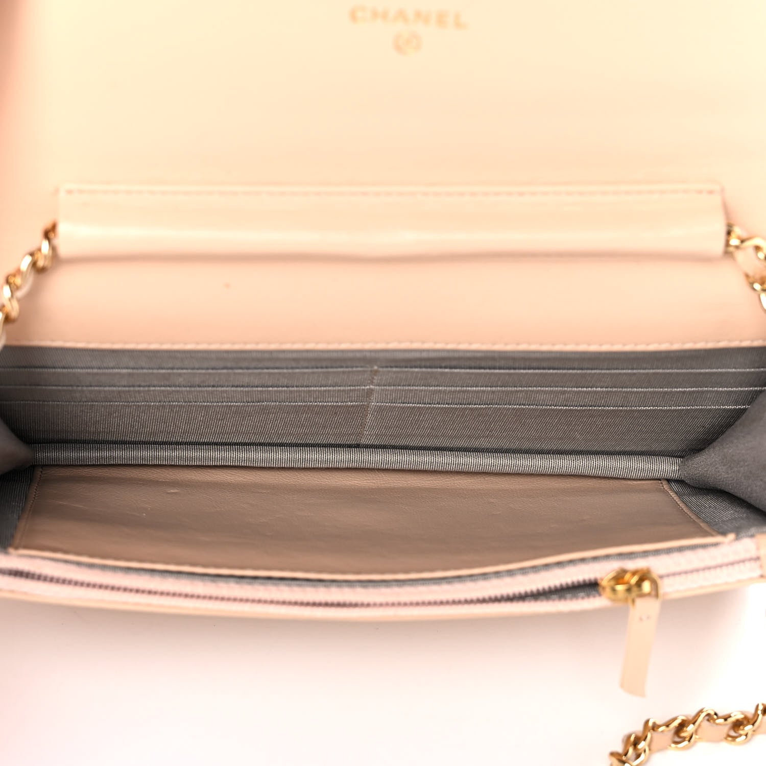 Chanel Caviar Timeless CC Wallet on Chain WOC Beige 5 of 12
