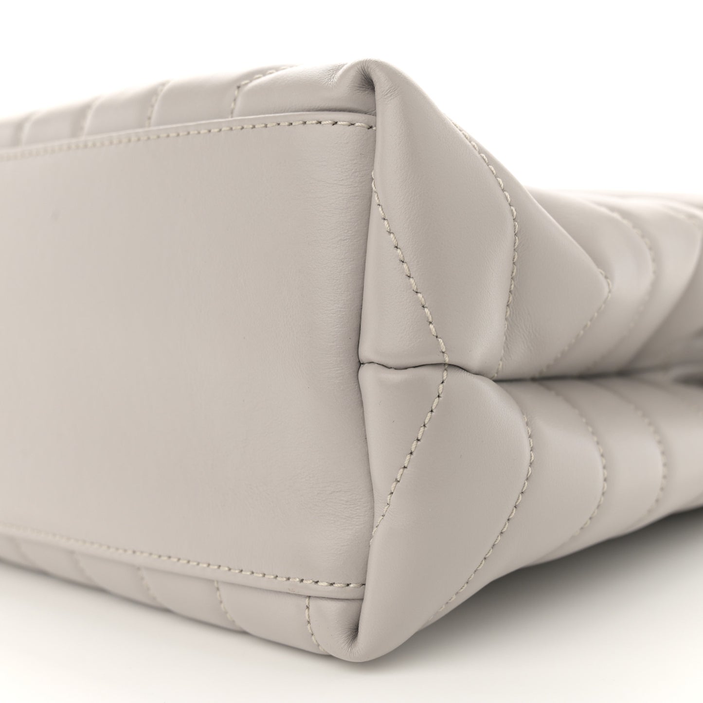 Calfskin Y Quilted Monogram Medium Loulou Chain Satchel Light Gray