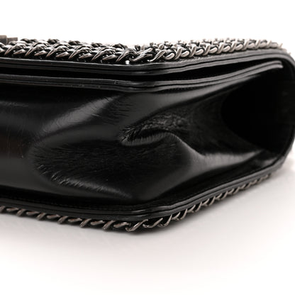 Chanel Glazed Calfskin Quilted Medium Chain Around Boy Flap Black 10 of 12