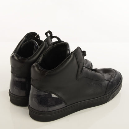 Louis Vuitton Calfskin Patent Damier Graphite Speaker Sneakers 7 Black 4 of 7