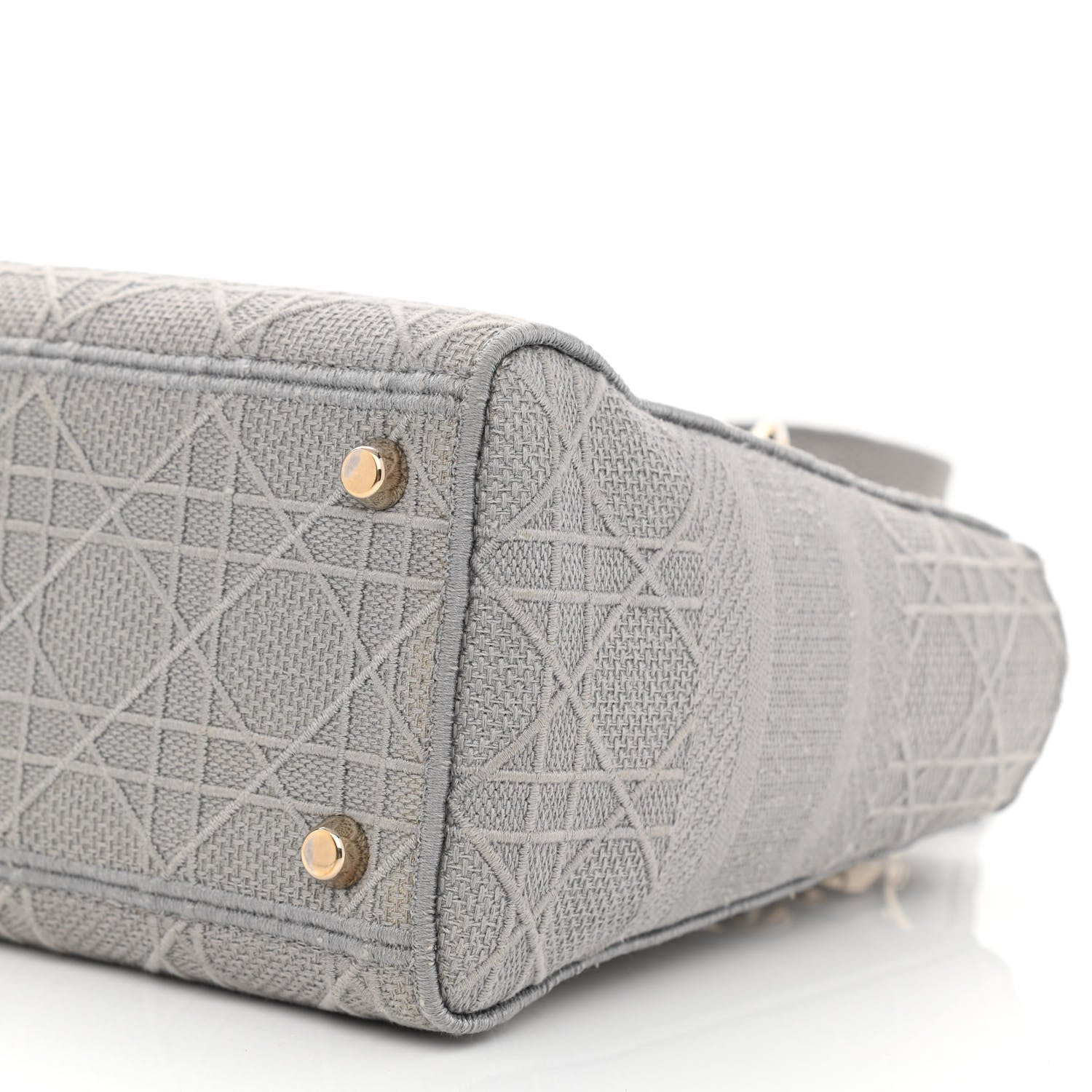 Christian Dior Canvas Embroidered Cannage Medium Lady D-Lite Gray 8 of 14