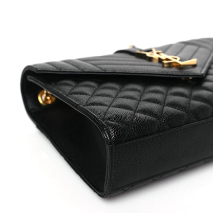 Saint Laurent Grain De Poudre Textured Mixed Matelasse Triquilt Medium Monogram Satchel Black 7 of 8