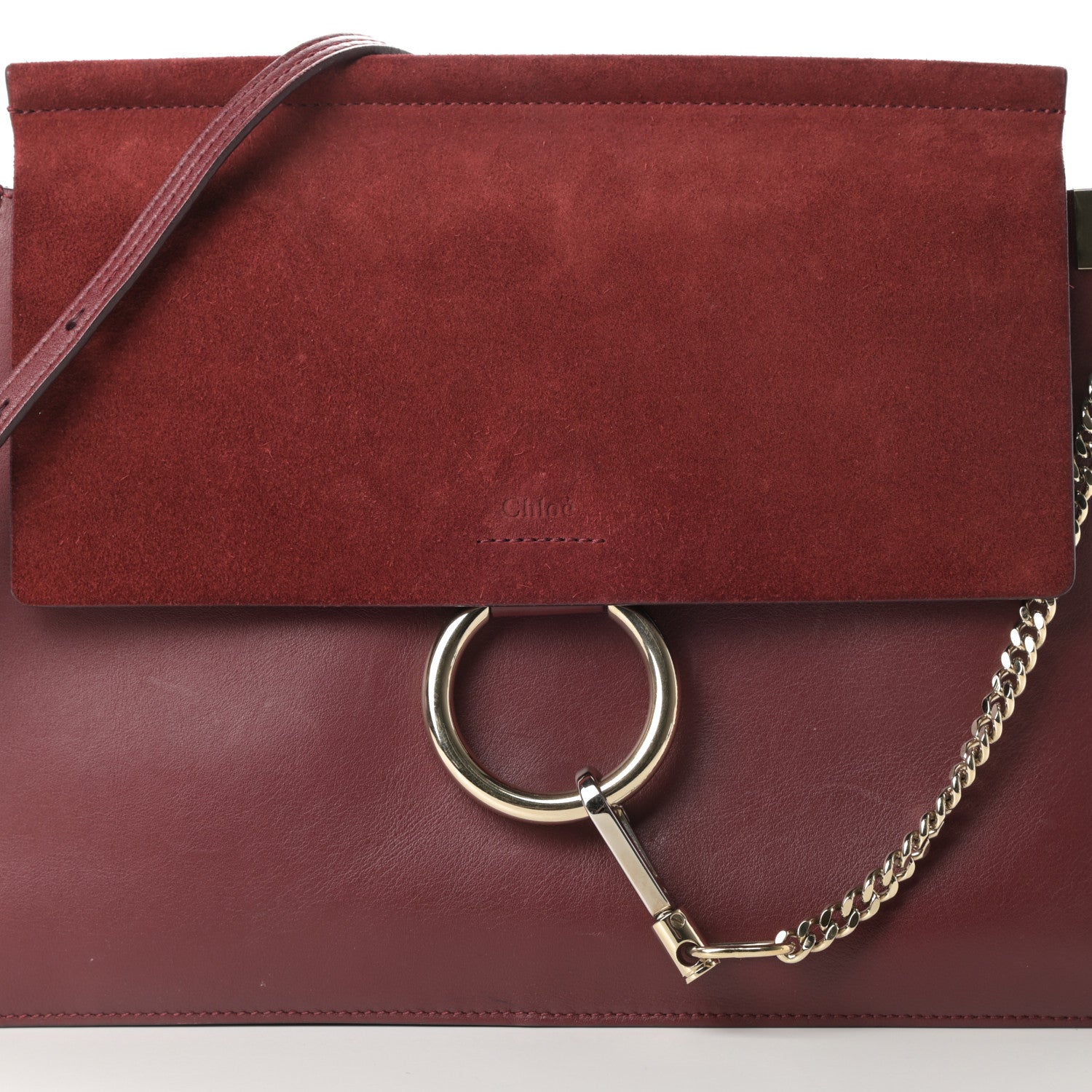 Chloe Calfskin Suede Medium Faye Shoulder Bag Plum Purple 8 of 13