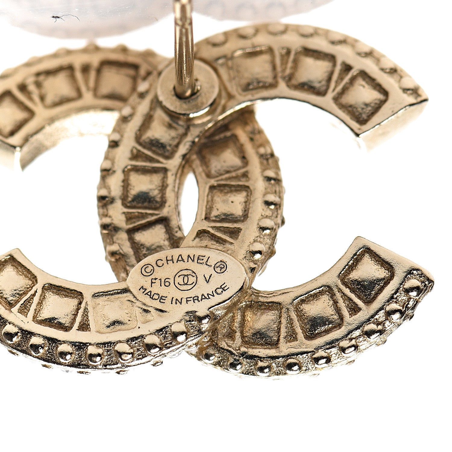 Chanel Crystal Timeless CC Earrings Light Gold 4 of 5