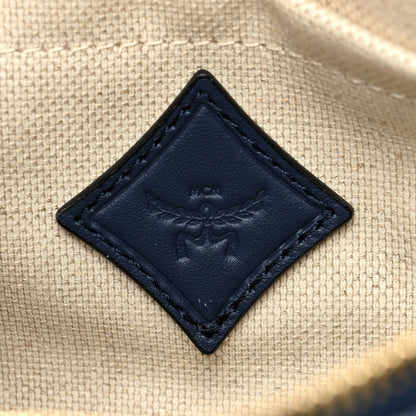 MCM Lauretos Jacquard Nappa Small Shoulder Bag Indigo 6 of 9