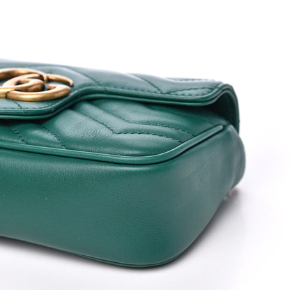 Gucci Calfskin Matelasse Super Mini GG Marmont Shoulder Bag Emerald Green 9 of 10