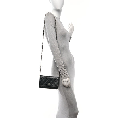 Chanel Lambskin Quilted Wallet On Chain WOC Black 2 of 11