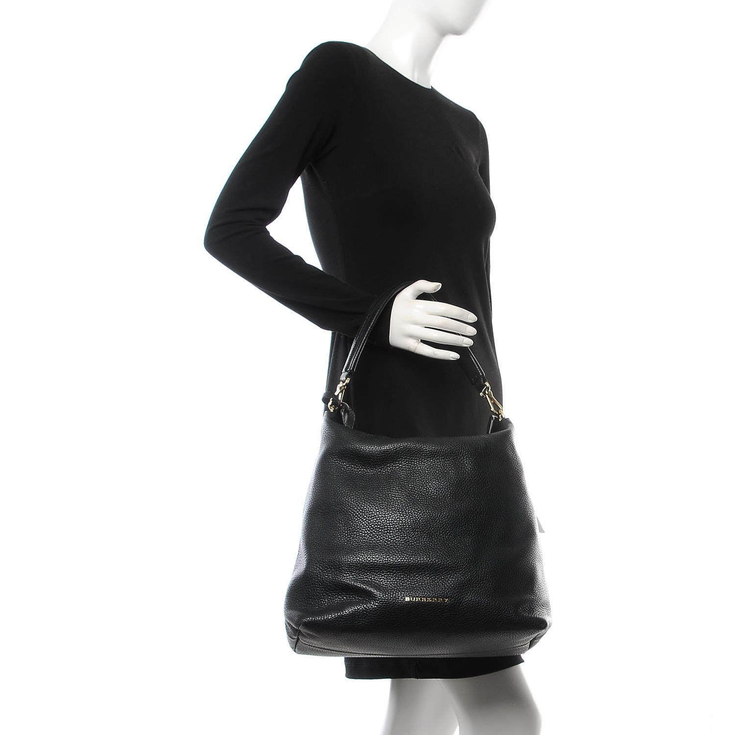 Burberry London Grainy Calfskin Medium Cale Hobo Black 2 of 13