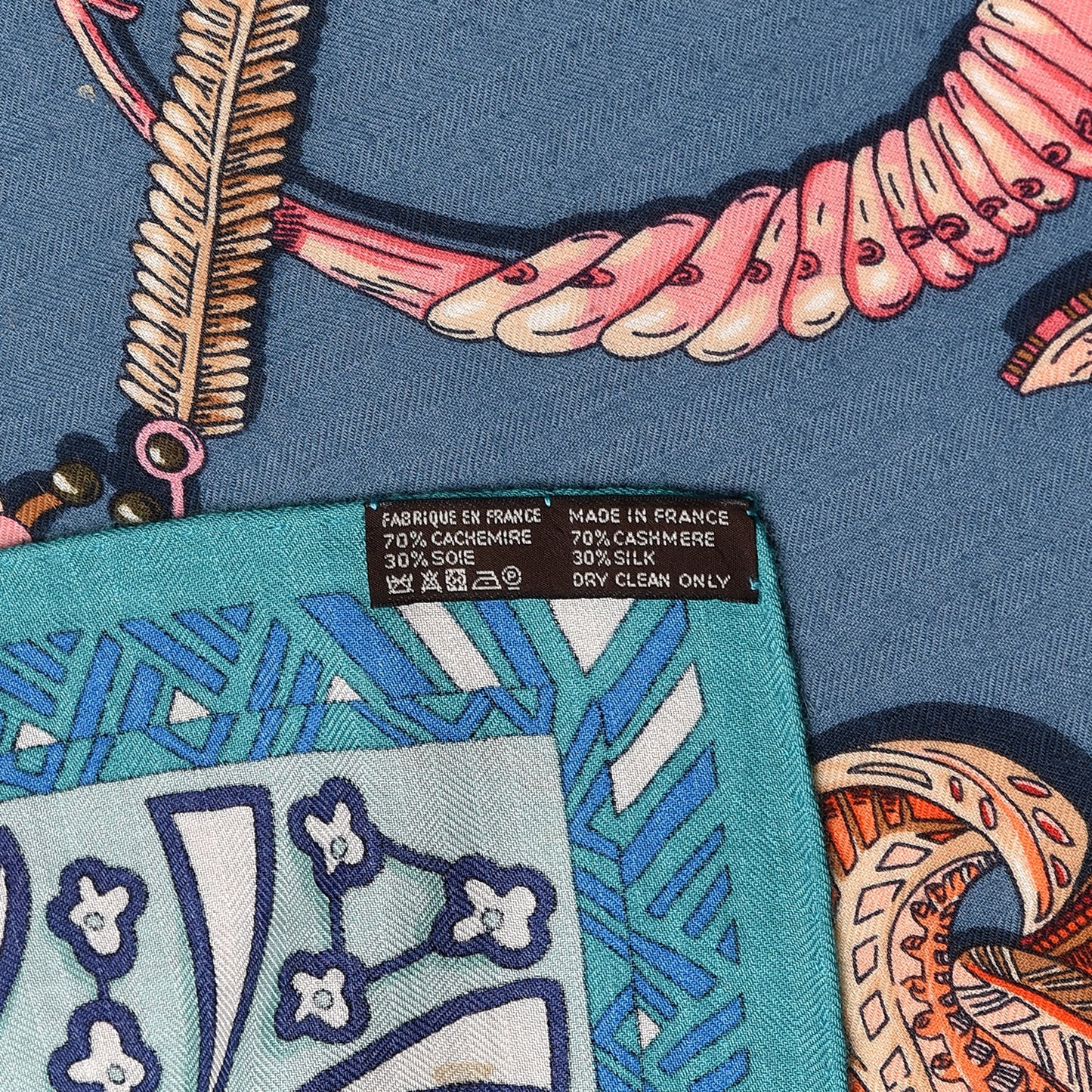 Cashmere Silk Zenobie Reine De Palmyre Shawl 140 Turquoise Rose Gris Bleuete