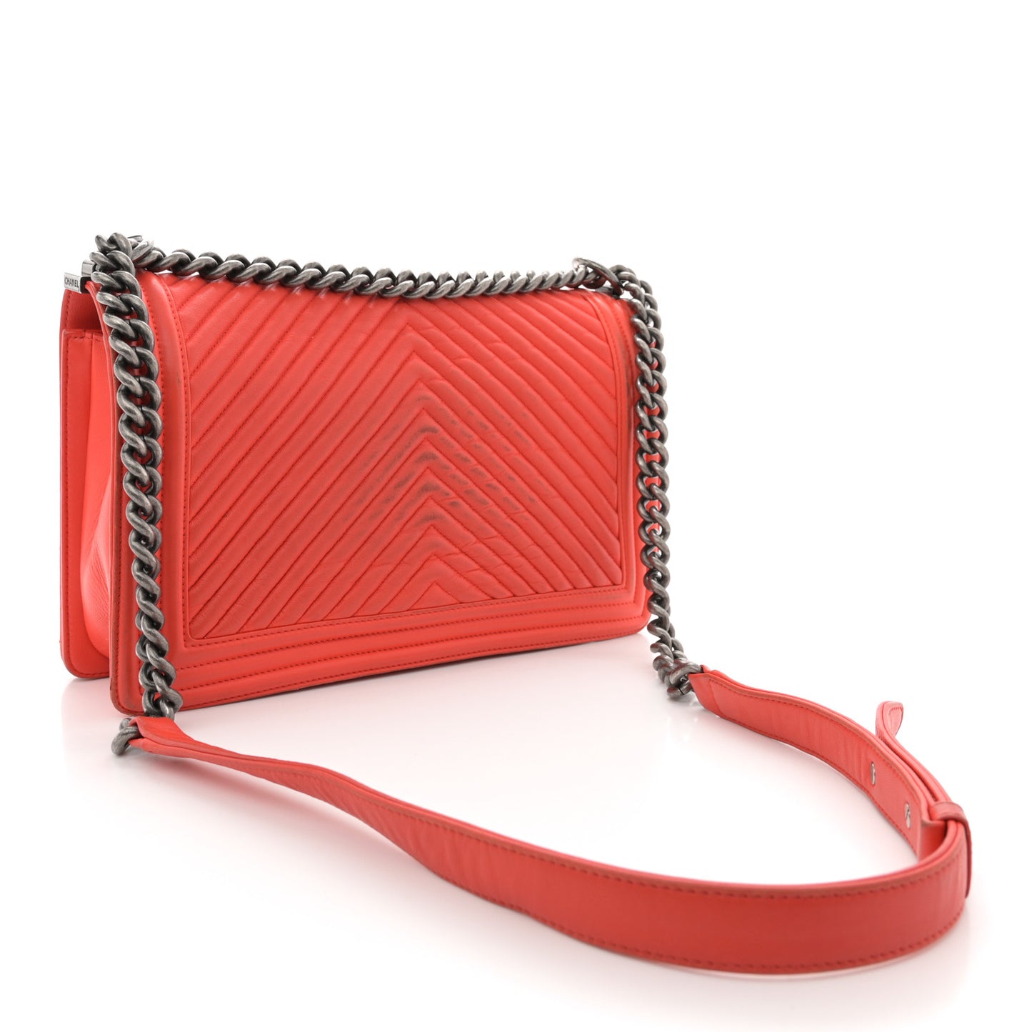 Calfskin Chevron Quilted New Medium Boy Flap Orange