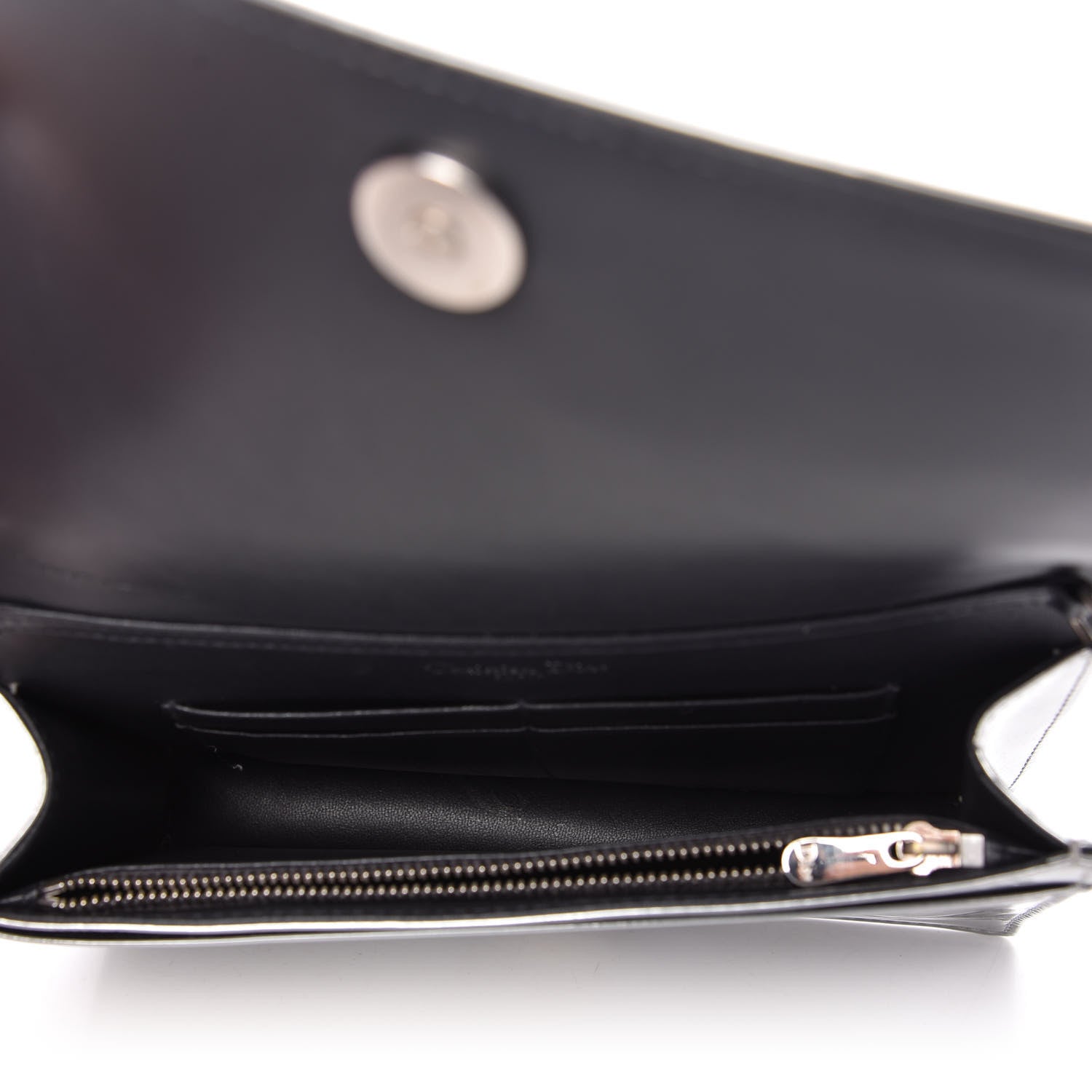 Christian Dior Metallic Patent Micro-Cannage Diorama Wallet on Chain Pouch Silver 5 of 10