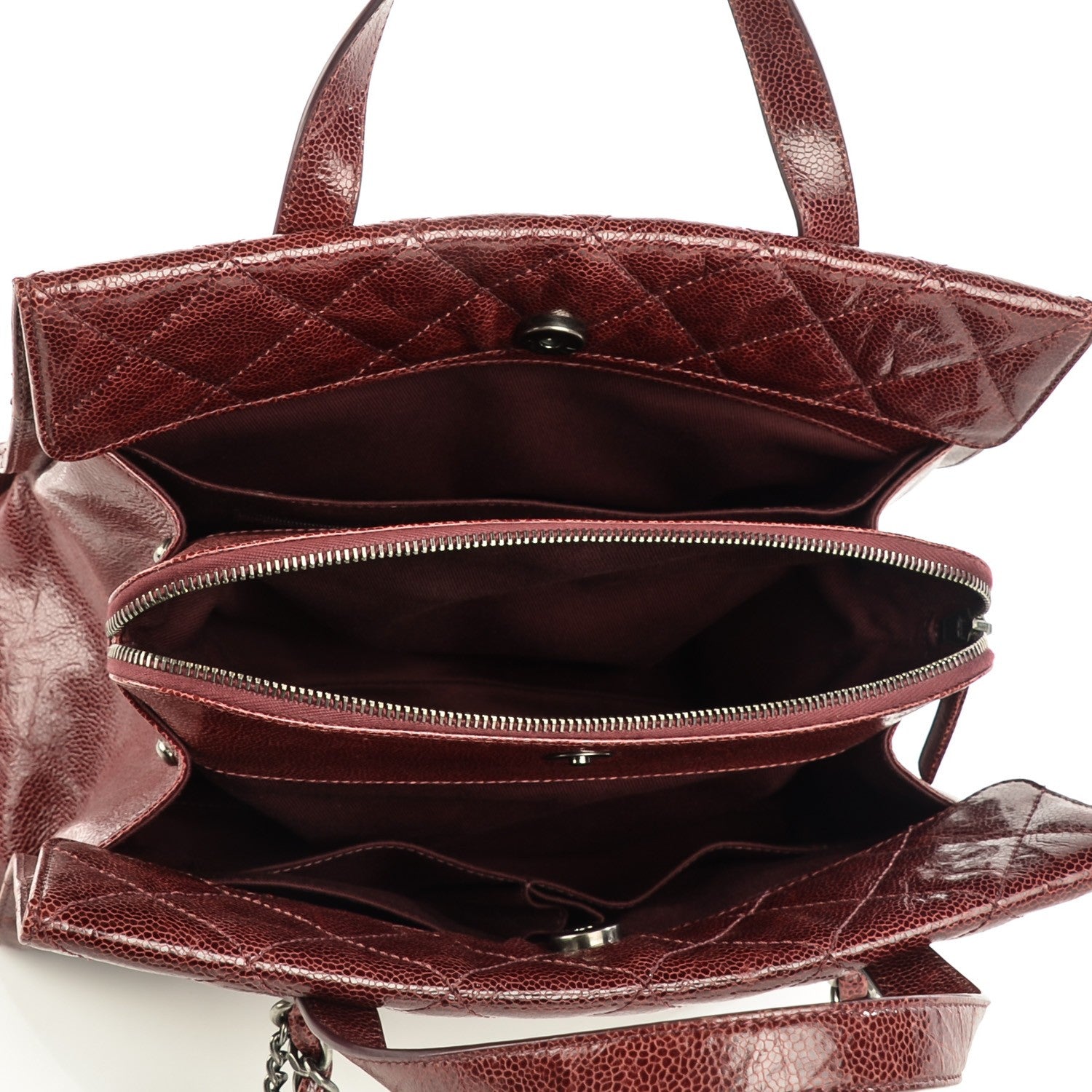 Chanel Crumpled Grained Calfskin CC Crave Tote Burgundy 5 of 7