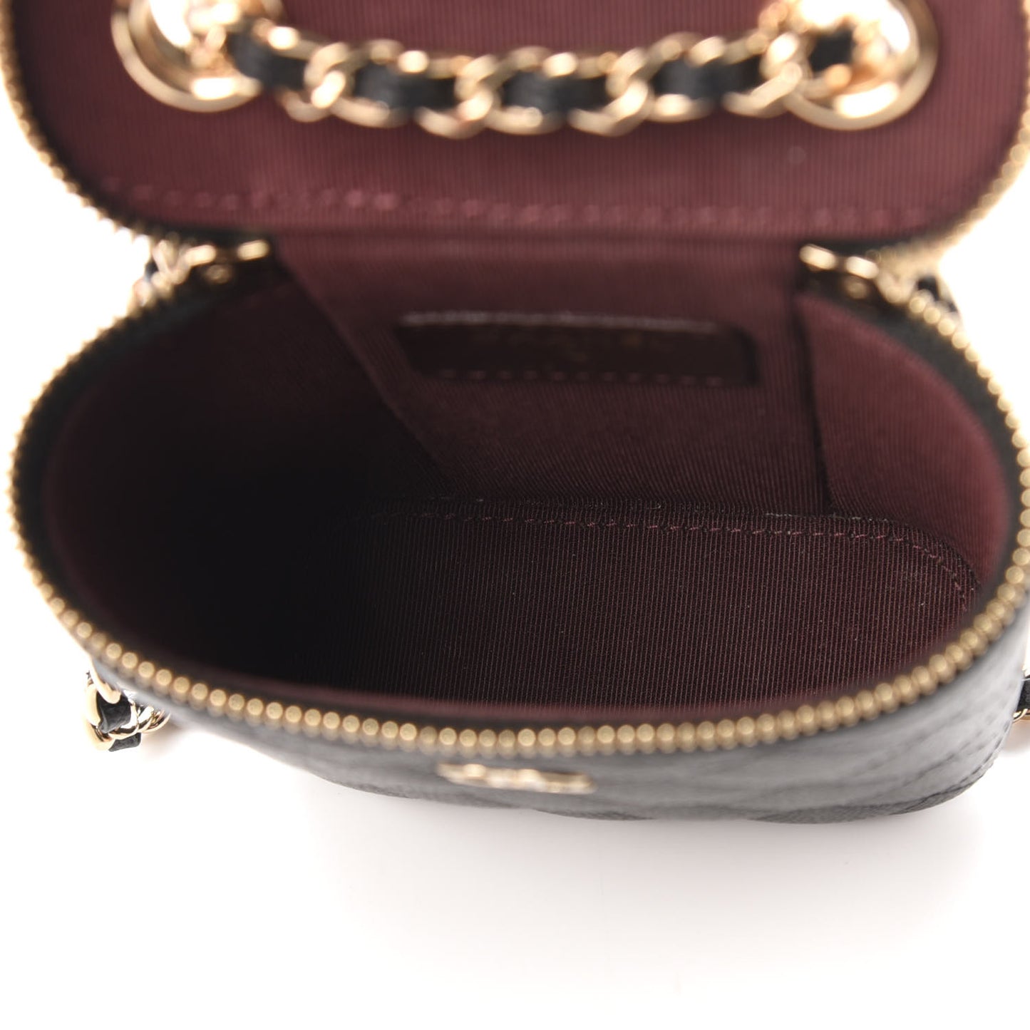Caviar Quilted Small Vertical Coco Beauty Vanity Case With Chain Black