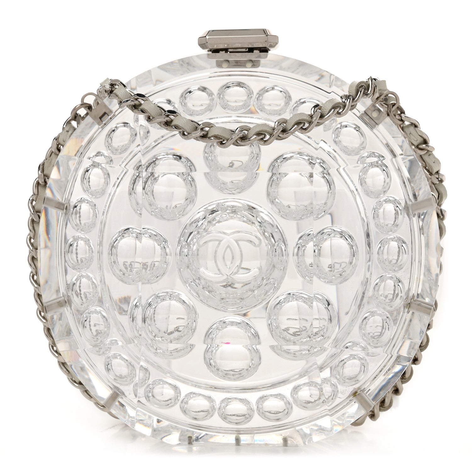Chanel Transparent Lucite Round CC Minaudiere Clutch White 1 of 10