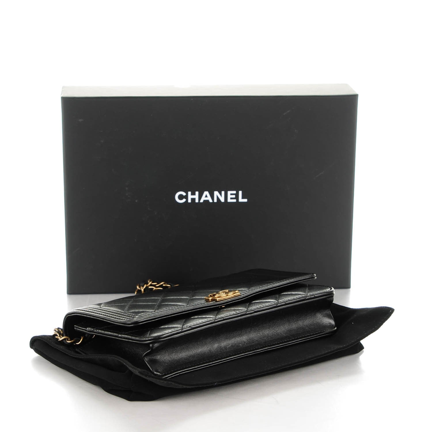 Chanel Lambskin Quilted Boy Wallet On Chain WOC Black 4 of 8