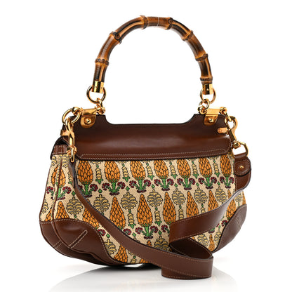 Gucci Canvas Pigna Print Peggy Bamboo Top Handle Bag Brown 3 of 16